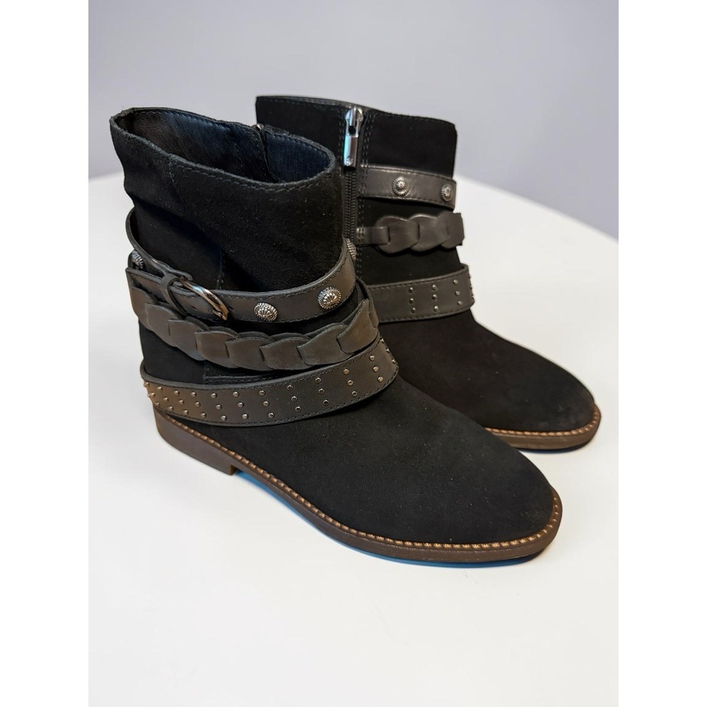 Lucky Brand LK-MIAV Black Oiled Suede Weste Moto Boots Women's Size 7.5 NWOB